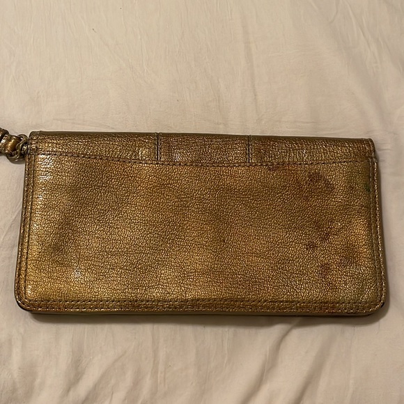 Coach Gold Metallic Wristlet - Large Size - Picture 4 of 5